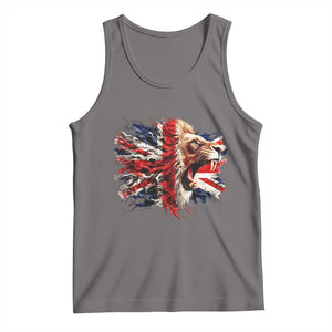 Roaring British Lion Flag Tank Top Union Jack UK Pride TS02 Deep Heather Print Your Wear