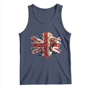 Roaring British Lion Flag Tank Top Union Jack UK Pride TS02 Navy Print Your Wear