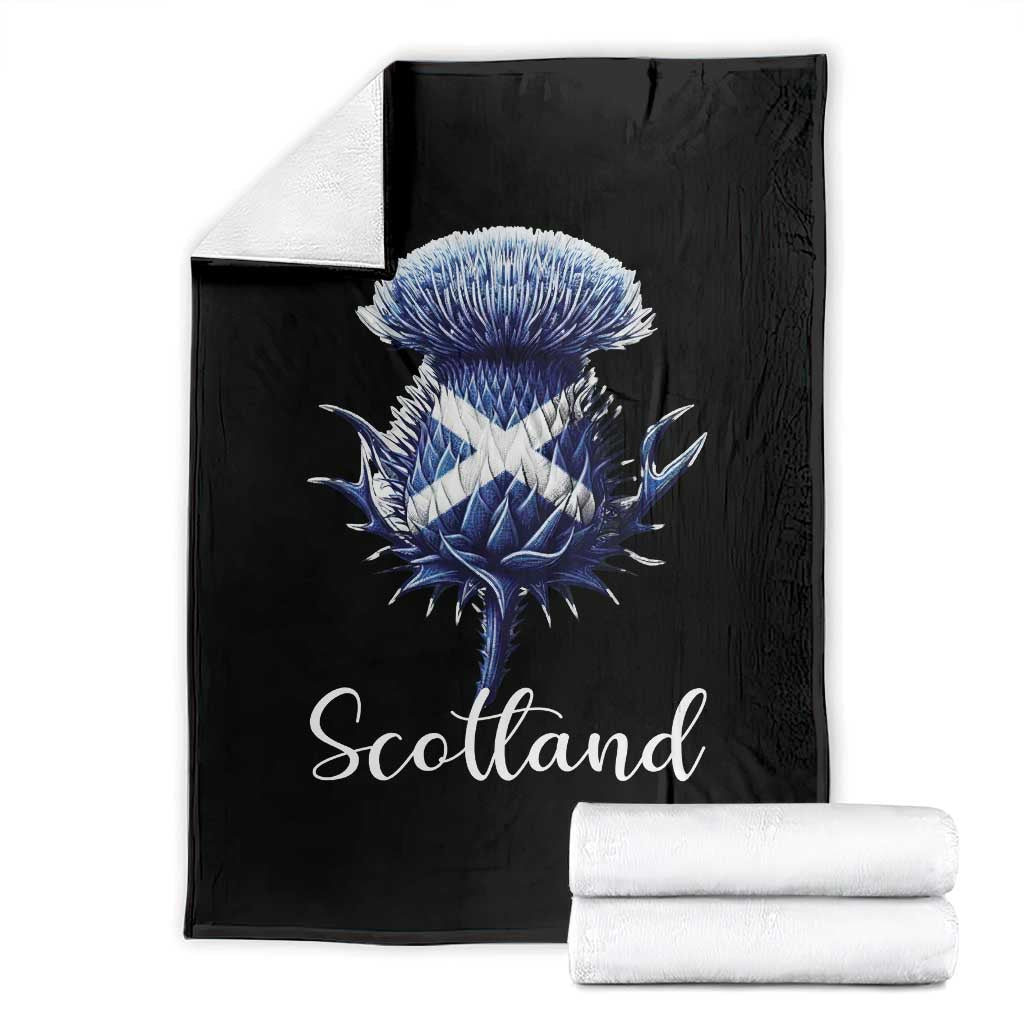 Scotland Thistle Floral Emblem Saltire Flag Throw Blanket Patriotic Scottish Heritage TS02 Black Print Your Wear