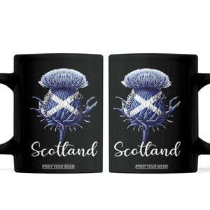 Scotland Thistle Floral Emblem Saltire Flag Coffee Mug Patriotic Scottish Heritage TS02 Black Print Your Wear
