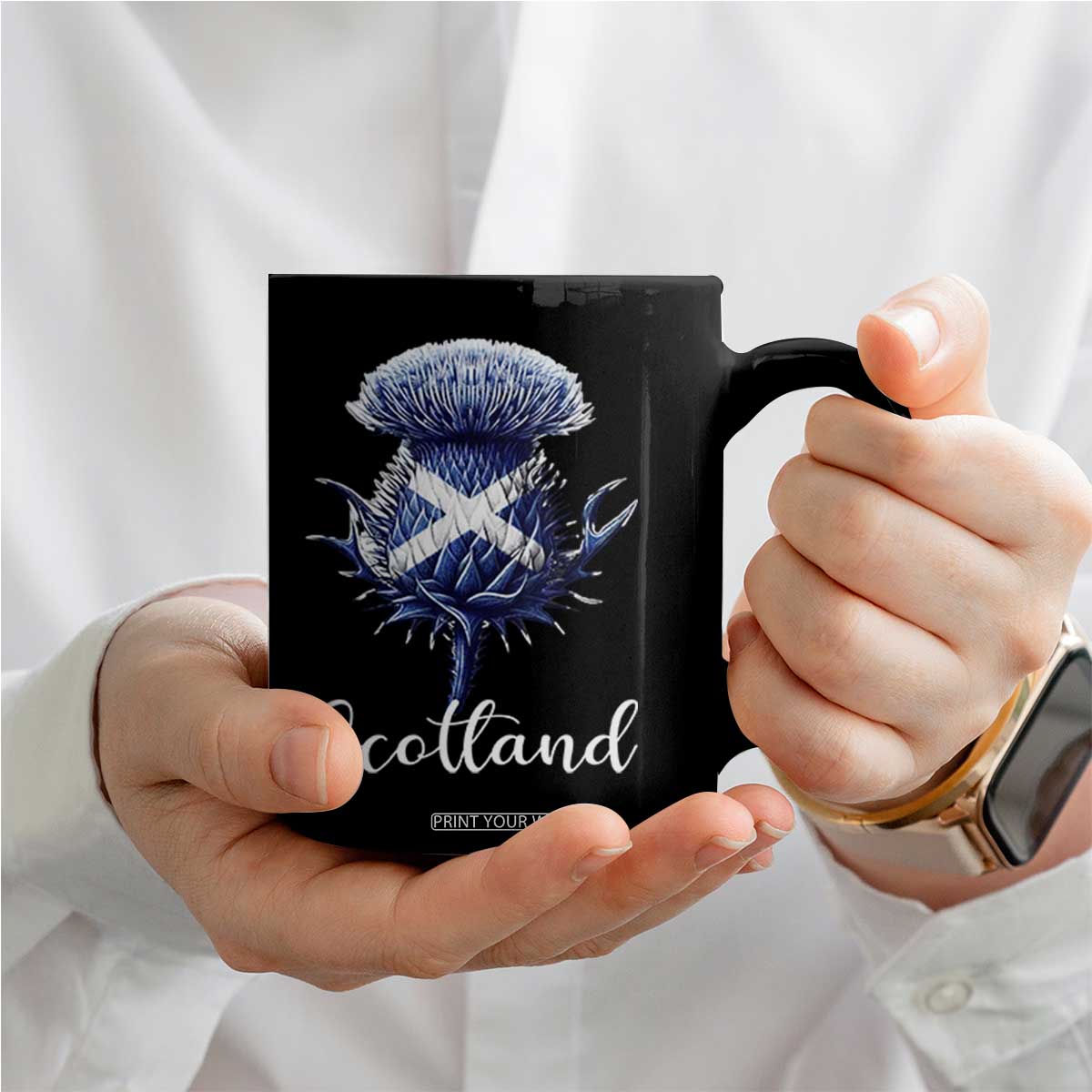 Scotland Thistle Floral Emblem Saltire Flag Coffee Mug Patriotic Scottish Heritage TS02 Print Your Wear