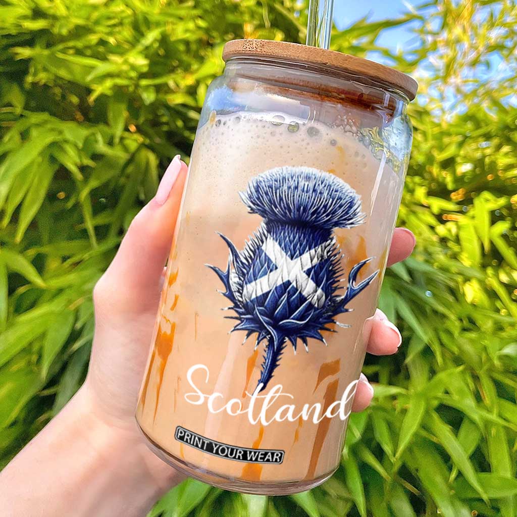 Scotland Thistle Floral Emblem Saltire Flag Glass Can Patriotic Scottish Heritage TS02 Black Print Your Wear