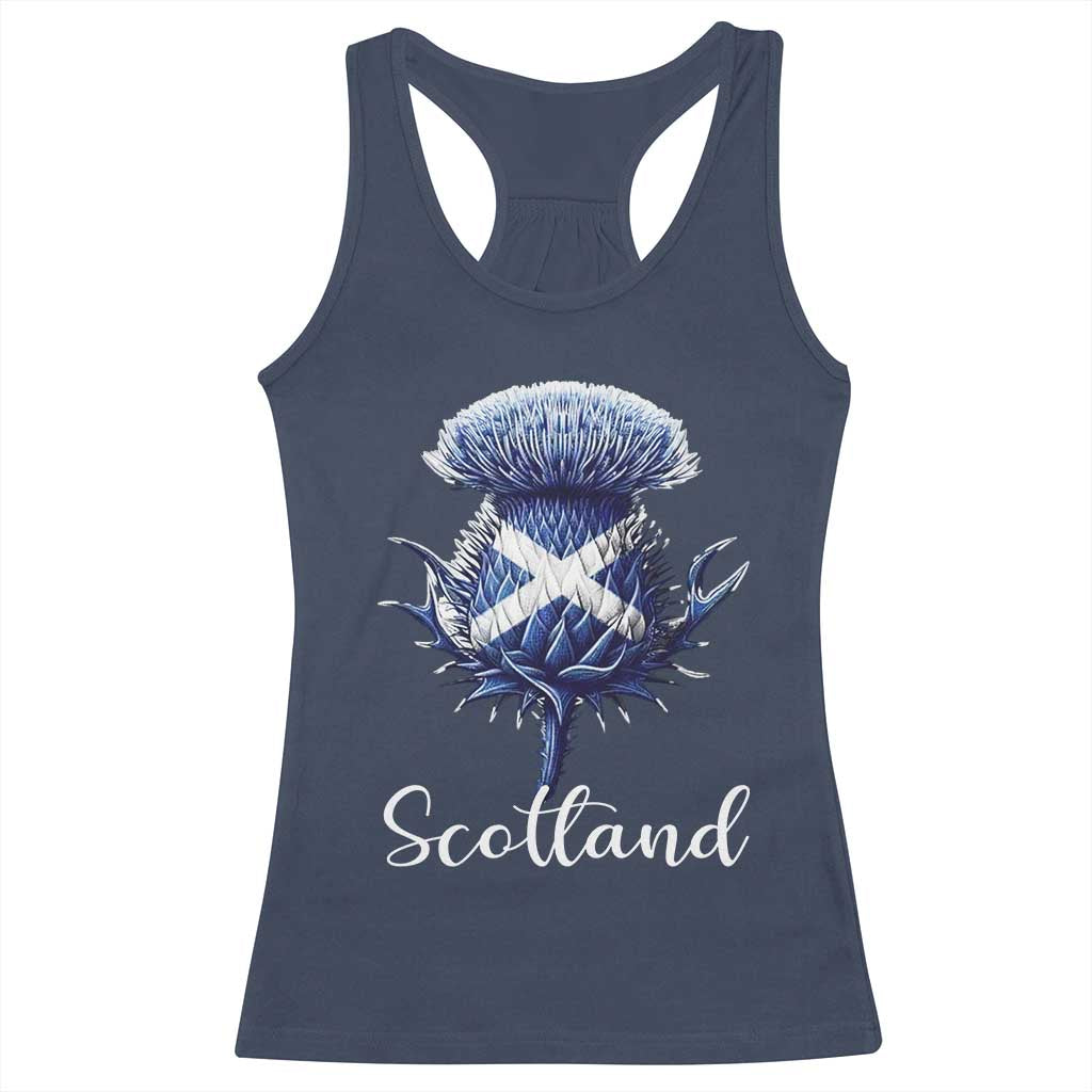 Scotland Thistle Floral Emblem Saltire Flag Racerback Tank Top Patriotic Scottish Heritage TS02 Navy Print Your Wear