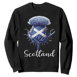 Scotland Thistle Floral Emblem Saltire Flag Sweatshirt Patriotic Scottish Heritage TS02 Black Print Your Wear