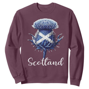 Scotland Thistle Floral Emblem Saltire Flag Sweatshirt Patriotic Scottish Heritage TS02 Maroon Print Your Wear