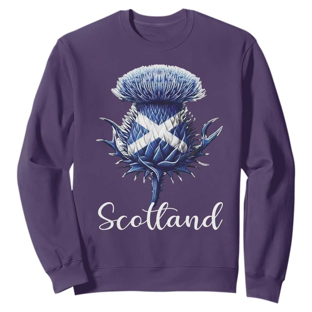 Scotland Thistle Floral Emblem Saltire Flag Sweatshirt Patriotic Scottish Heritage TS02 Purple Print Your Wear