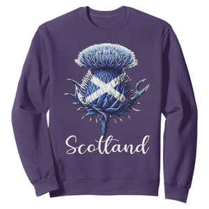 Scotland Thistle Floral Emblem Saltire Flag Sweatshirt Patriotic Scottish Heritage TS02 Purple Print Your Wear