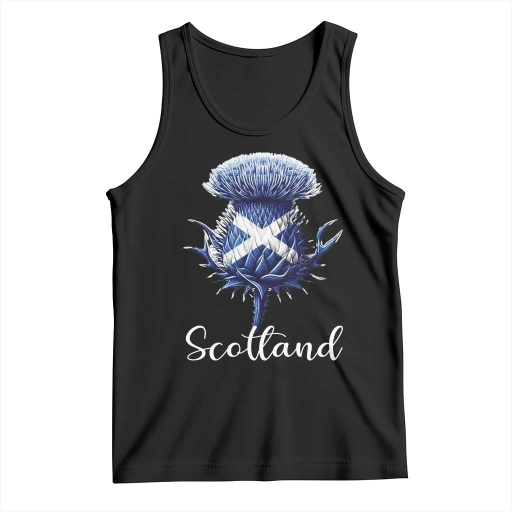 Scotland Thistle Floral Emblem Saltire Flag Tank Top Patriotic Scottish Heritage TS02 Black Print Your Wear