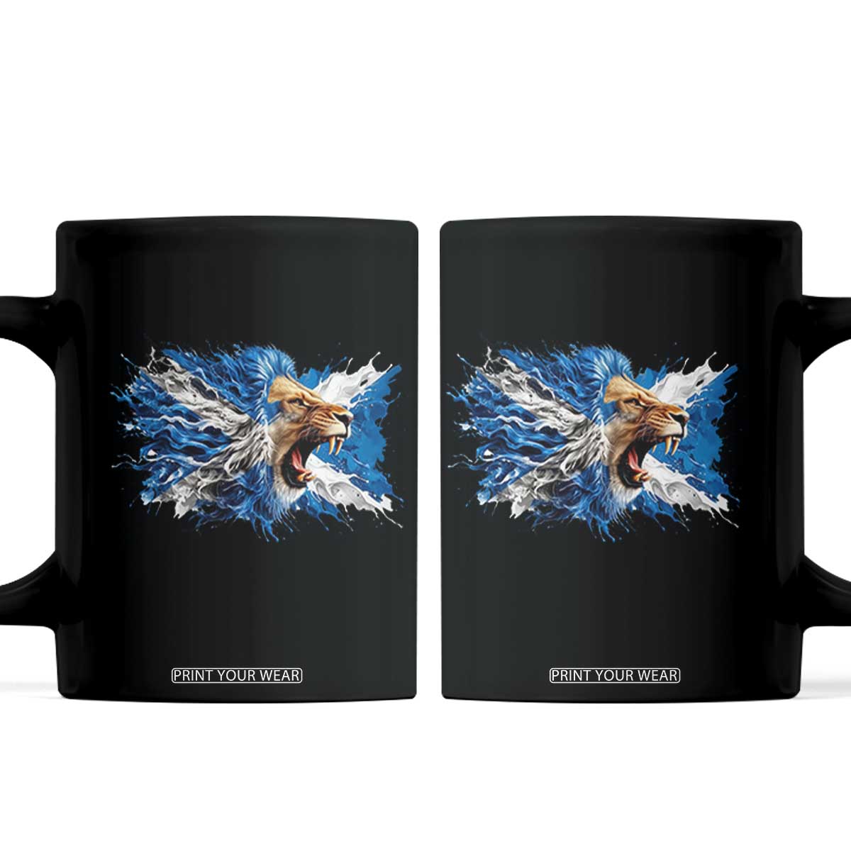 Roaring Scottish Lion Coffee Mug Braveheart Scotland Flag Pride TS02 Black Print Your Wear