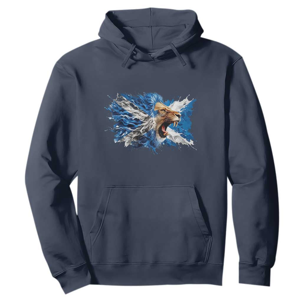Roaring Scottish Lion Hoodie Braveheart Scotland Flag Pride TS02 Navy Print Your Wear