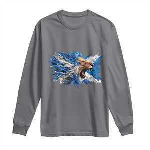 Roaring Scottish Lion Long Sleeve Shirt Braveheart Scotland Flag Pride TS02 Charcoal Print Your Wear