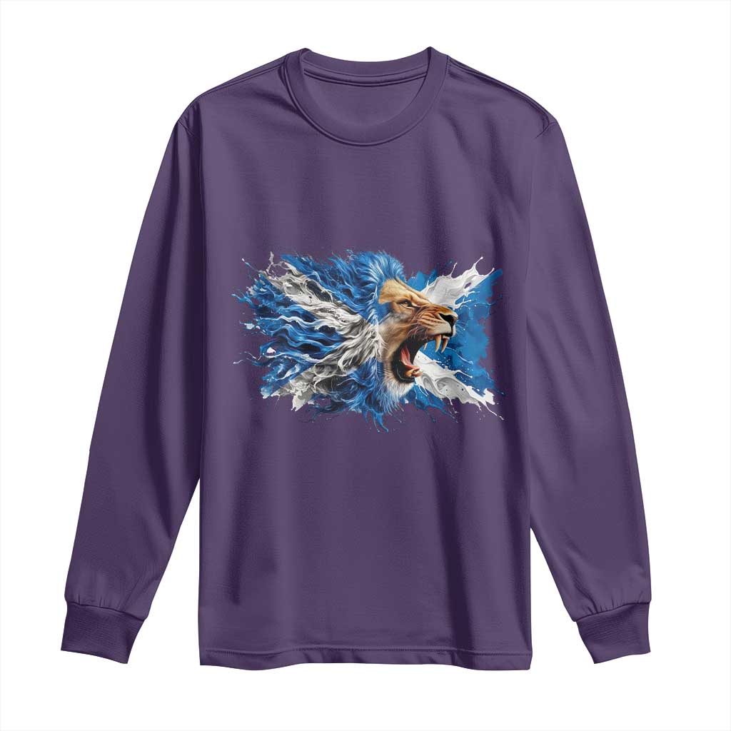 Roaring Scottish Lion Long Sleeve Shirt Braveheart Scotland Flag Pride TS02 Purple Print Your Wear
