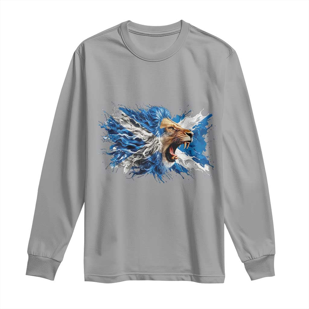 Roaring Scottish Lion Long Sleeve Shirt Braveheart Scotland Flag Pride TS02 Sport Gray Print Your Wear