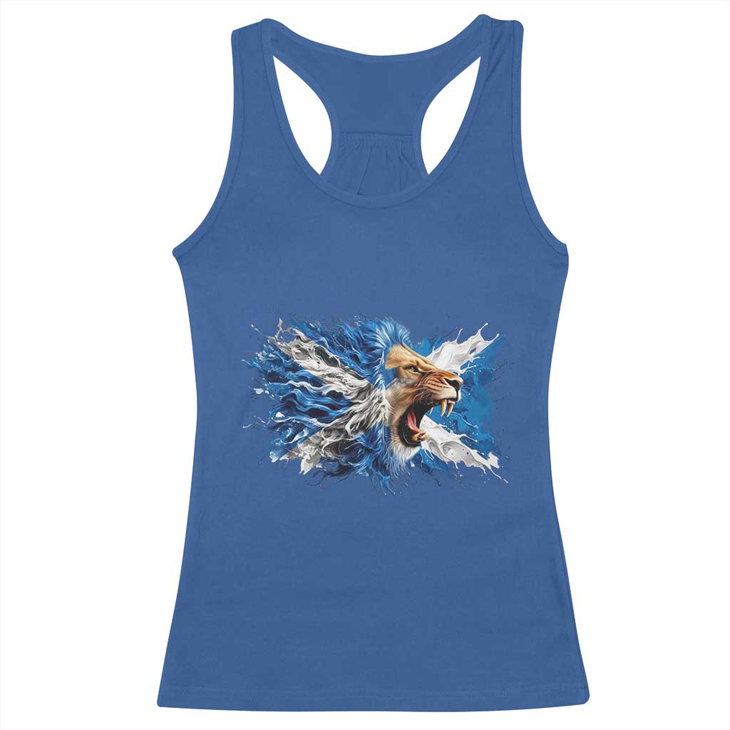 Roaring Scottish Lion Racerback Tank Top Braveheart Scotland Flag Pride TS02 Royal Blue Print Your Wear