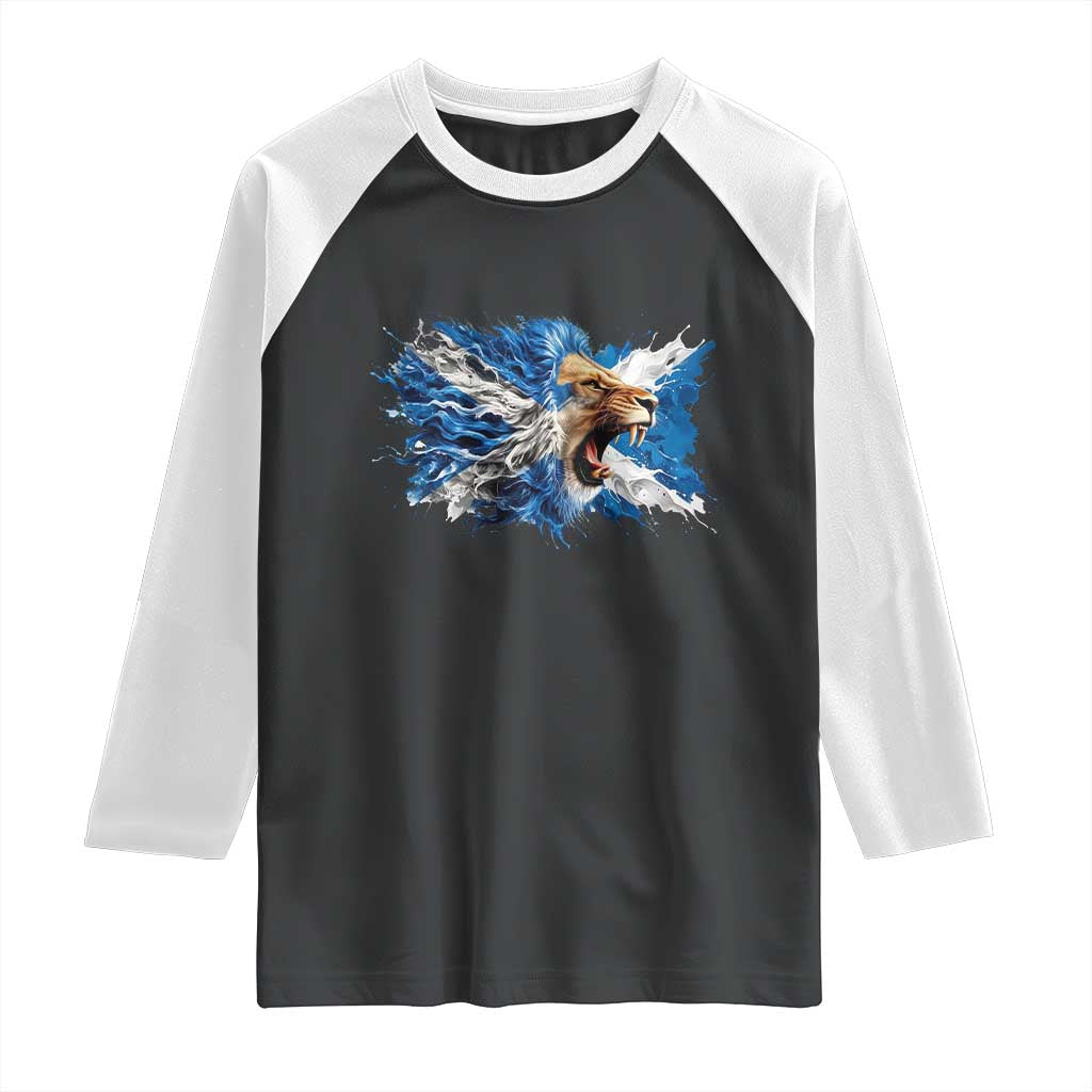 Roaring Scottish Lion Raglan Shirt Braveheart Scotland Flag Pride TS02 Black White Print Your Wear