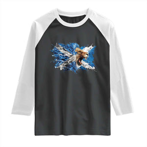 Roaring Scottish Lion Raglan Shirt Braveheart Scotland Flag Pride TS02 Black White Print Your Wear