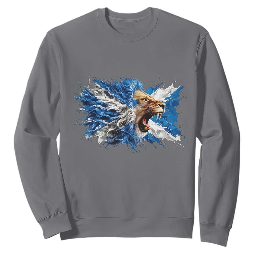 Roaring Scottish Lion Sweatshirt Braveheart Scotland Flag Pride TS02 Charcoal Print Your Wear
