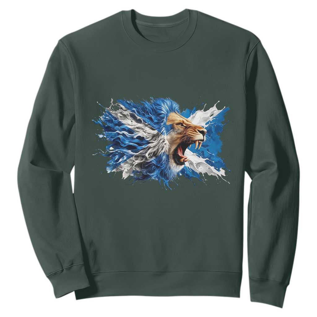Roaring Scottish Lion Sweatshirt Braveheart Scotland Flag Pride TS02 Dark Forest Green Print Your Wear
