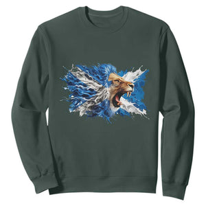 Roaring Scottish Lion Sweatshirt Braveheart Scotland Flag Pride TS02 Dark Forest Green Print Your Wear