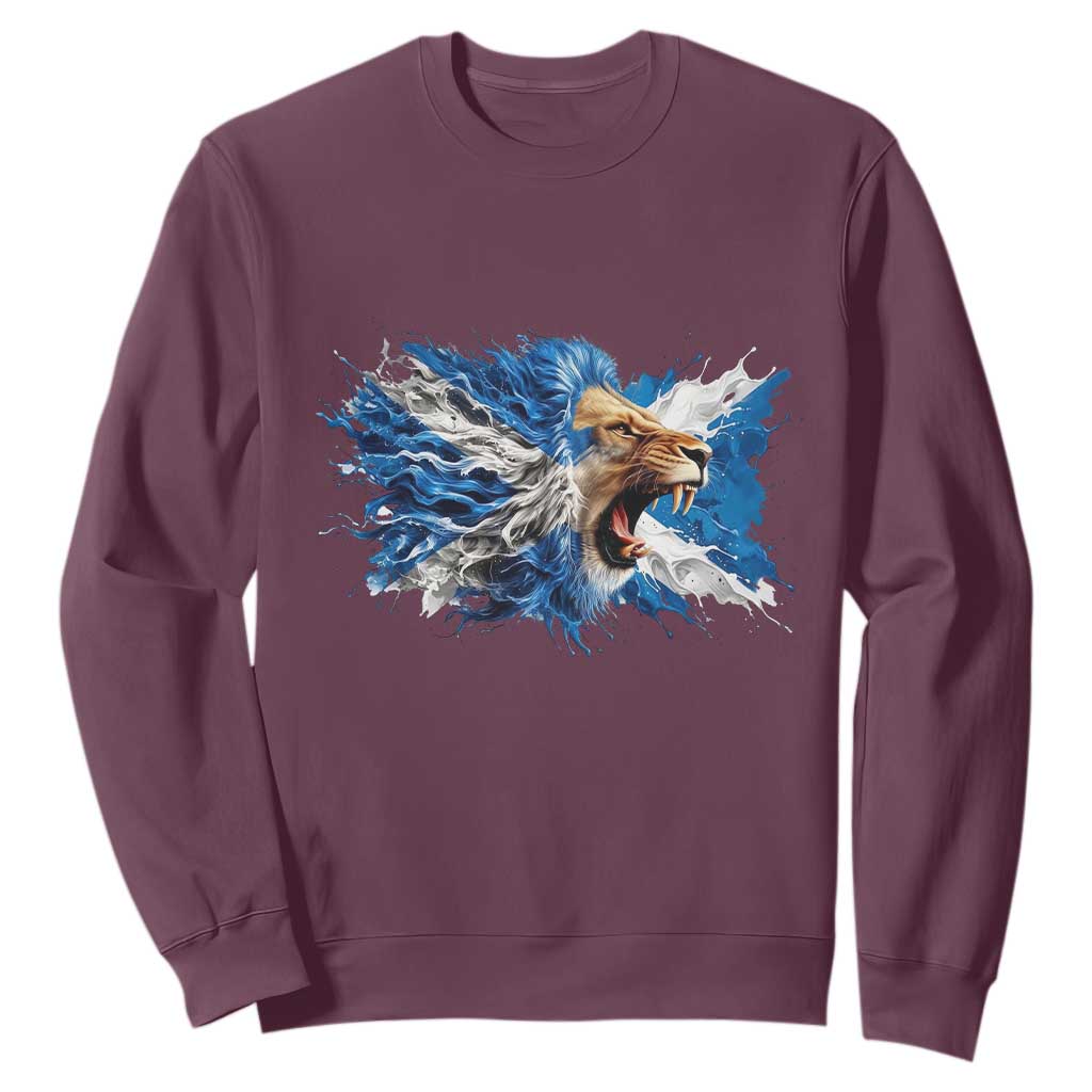 Roaring Scottish Lion Sweatshirt Braveheart Scotland Flag Pride TS02 Maroon Print Your Wear