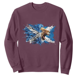 Roaring Scottish Lion Sweatshirt Braveheart Scotland Flag Pride TS02 Maroon Print Your Wear