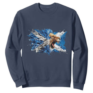 Roaring Scottish Lion Sweatshirt Braveheart Scotland Flag Pride TS02 Navy Print Your Wear