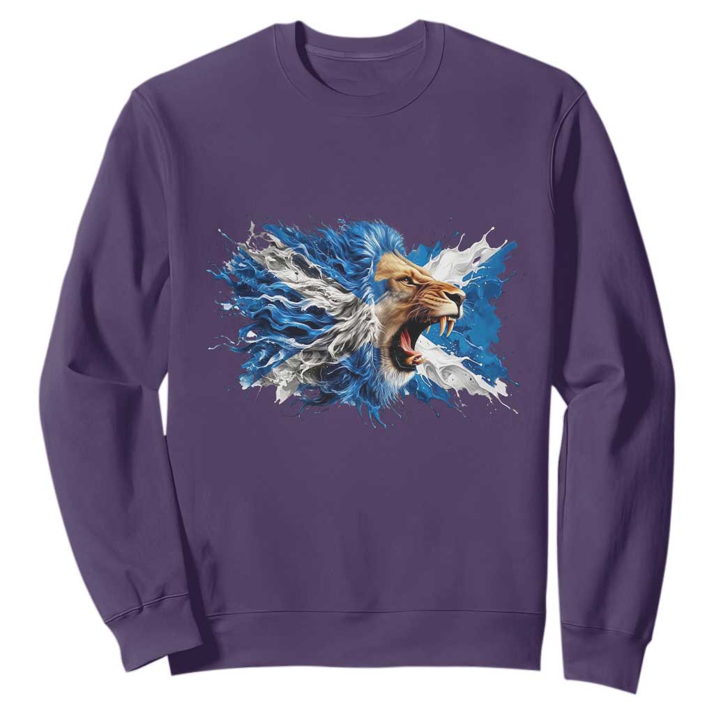 Roaring Scottish Lion Sweatshirt Braveheart Scotland Flag Pride TS02 Purple Print Your Wear