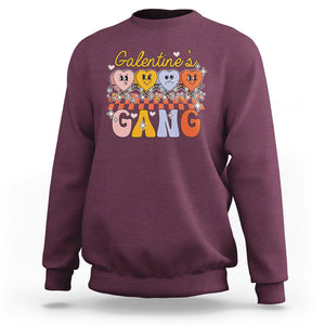 Galentine's Day Sweatshirt Galentines Gang Retro Groovy Checkered TS02 Maroon Printyourwear