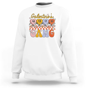 Galentine's Day Sweatshirt Galentines Gang Retro Groovy Checkered TS02 White Printyourwear