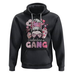 Galentine's Day Hoodie Galentines Gang Retro Messy Bun TS02 Black Printyourwear