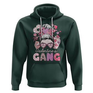 Galentine's Day Hoodie Galentines Gang Retro Messy Bun TS02 Dark Forest Green Printyourwear