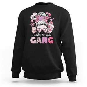 Galentine's Day Sweatshirt Galentines Gang Retro Messy Bun TS02 Black Printyourwear