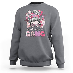 Galentine's Day Sweatshirt Galentines Gang Retro Messy Bun TS02 Charcoal Printyourwear