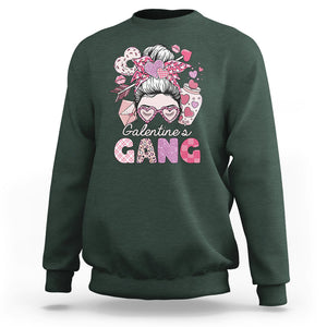 Galentine's Day Sweatshirt Galentines Gang Retro Messy Bun TS02 Dark Forest Green Printyourwear