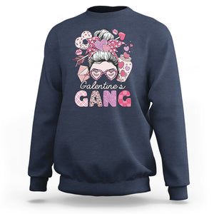 Galentine's Day Sweatshirt Galentines Gang Retro Messy Bun TS02 Navy Printyourwear