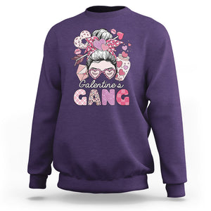 Galentine's Day Sweatshirt Galentines Gang Retro Messy Bun TS02 Purple Printyourwear