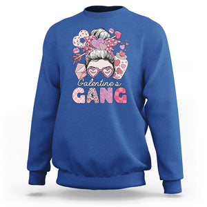 Galentine's Day Sweatshirt Galentines Gang Retro Messy Bun TS02 Royal Blue Printyourwear