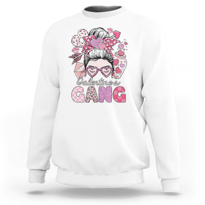 Galentine's Day Sweatshirt Galentines Gang Retro Messy Bun TS02 White Printyourwear