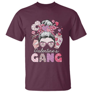 Galentine's Day T Shirt Galentines Gang Retro Messy Bun TS02 Maroon Printyourwear