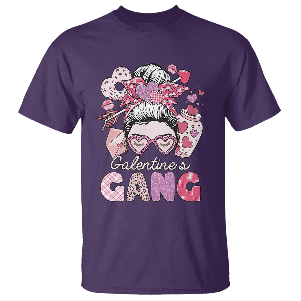 Galentine's Day T Shirt Galentines Gang Retro Messy Bun TS02 Purple Printyourwear