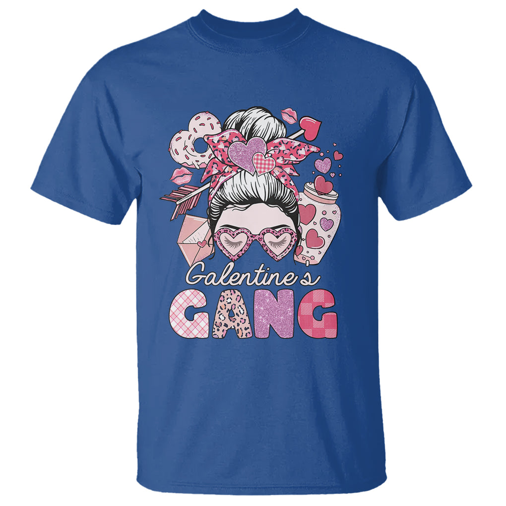 Galentine's Day T Shirt Galentines Gang Retro Messy Bun TS02 Royal Blue Printyourwear