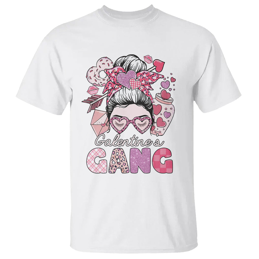 Galentine's Day T Shirt Galentines Gang Retro Messy Bun TS02 White Printyourwear