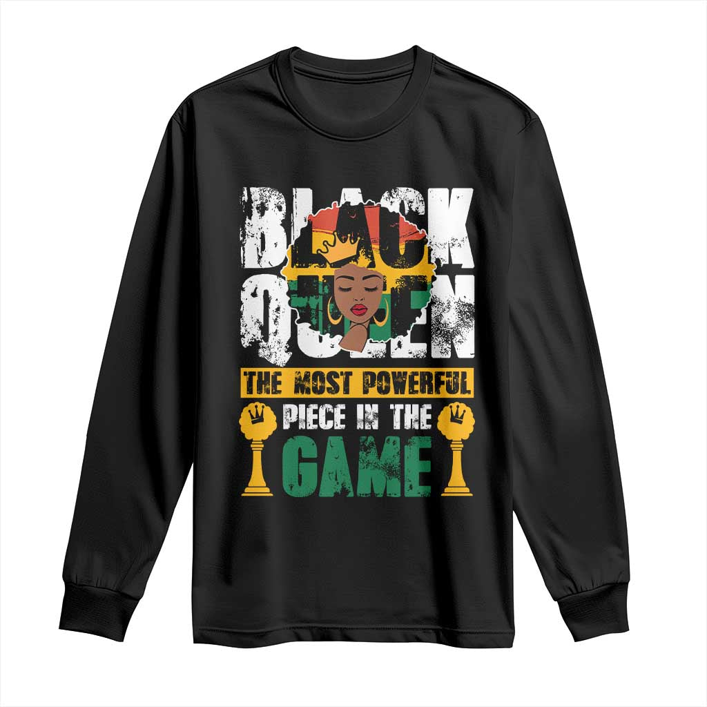 Black Queen Long Sleeve Shirt The Most Powerful Piece In The Game Afro Melanin TS02 Black Print Your Wear