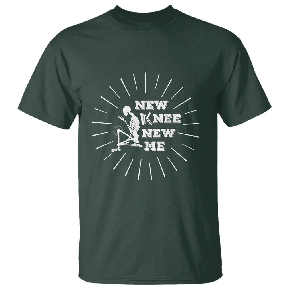 Knee Bone Skeleton T Shirt Knee Replacement Surgery Recovery New Knee New Me TS02 Dark Forest Green Printyourwear