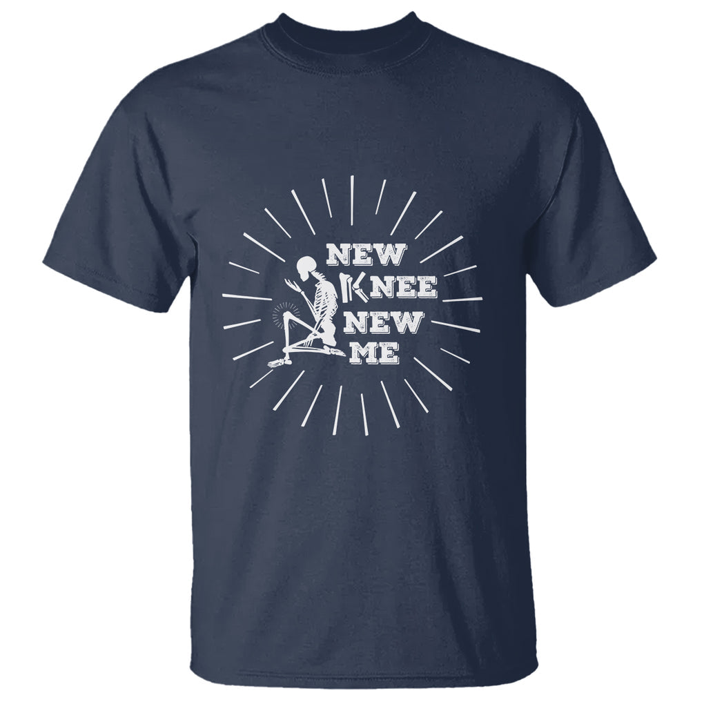 Knee Bone Skeleton T Shirt Knee Replacement Surgery Recovery New Knee New Me TS02 Navy Printyourwear