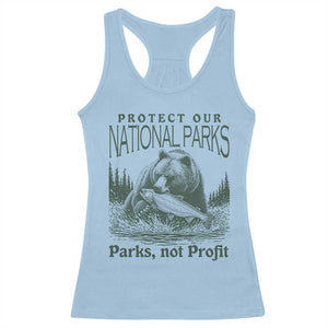 Protect Our National Parks Racerback Tank Top Parks Not Profits Retro Bear Nature Graphic TS02 Light Blue Print Your Wear