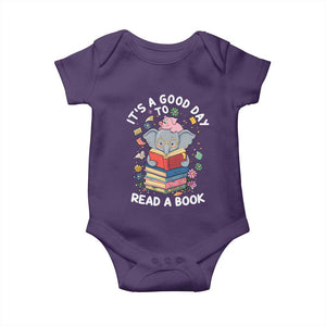 Its A Good Day To Read Book Baby Onesie Cute Elephant Reading Across America TS02 Purple Print Your Wear