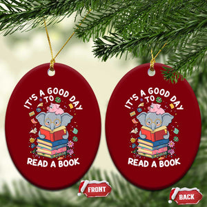 Its A Good Day To Read Book Ceramic Ornament Cute Elephant Reading Across America TS02 Print Your Wear