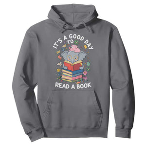 Its A Good Day To Read Book Hoodie Cute Elephant Reading Across America TS02 Charcoal Print Your Wear