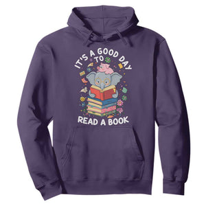 Its A Good Day To Read Book Hoodie Cute Elephant Reading Across America TS02 Purple Print Your Wear